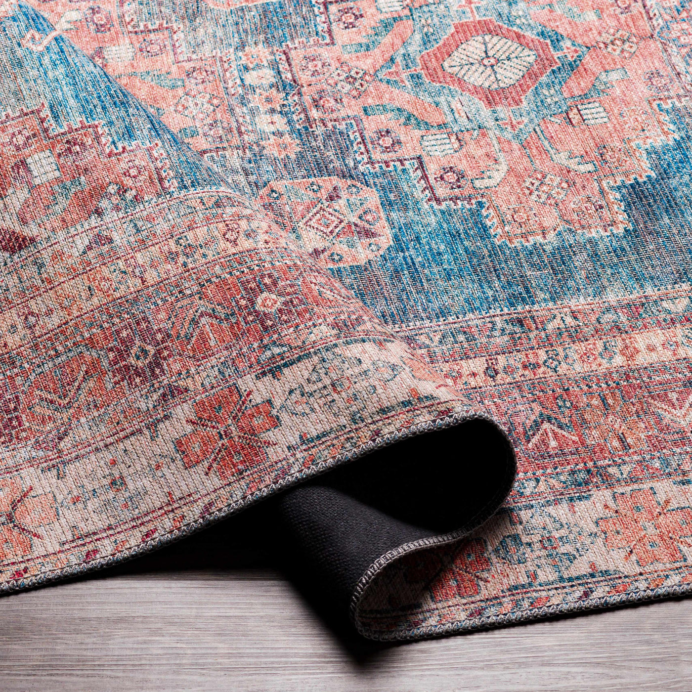 Baltinglass Rust & Blue Washable Rug