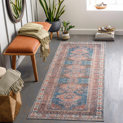 Baltinglass Rust & Blue Washable Rug