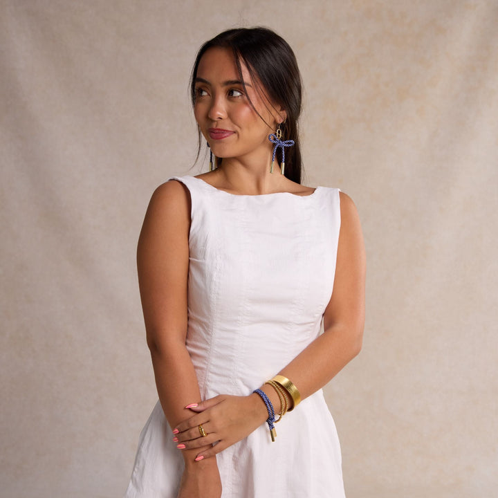 Royal Blue & White Simone Cord Earring