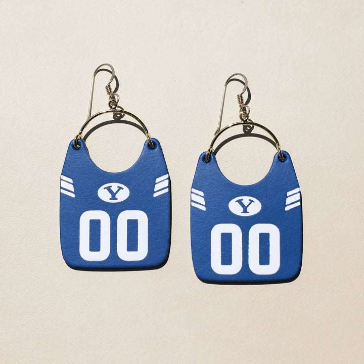 Royal Brigham Young University Football Jersey Earrings