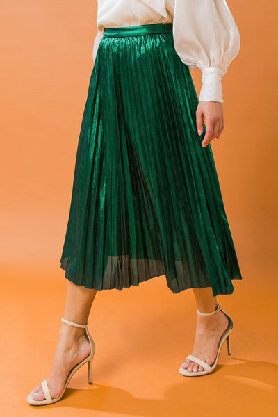 NEW ATTRACTION PLEATED MIDI SKIRT