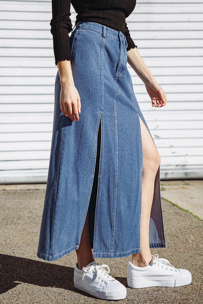 SWEET TALKING DENIM MIDI SKIRT