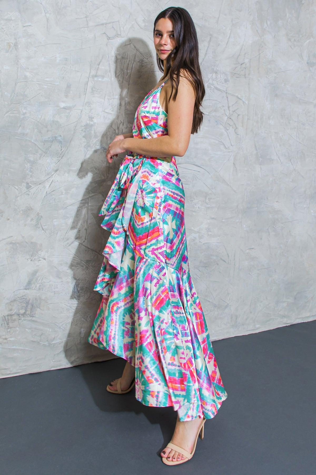 DOUBLE FANTASY SATIN MAXI DRESS