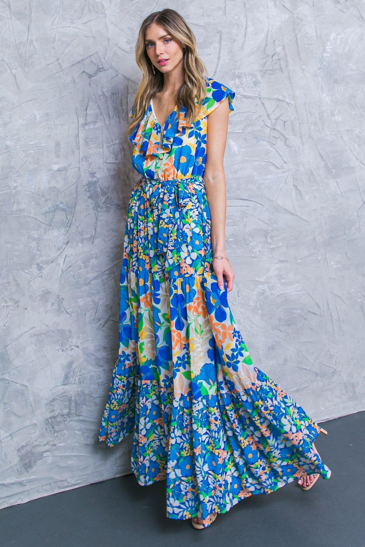 KEEP BLOOMING WOVEN MAXI DRESS