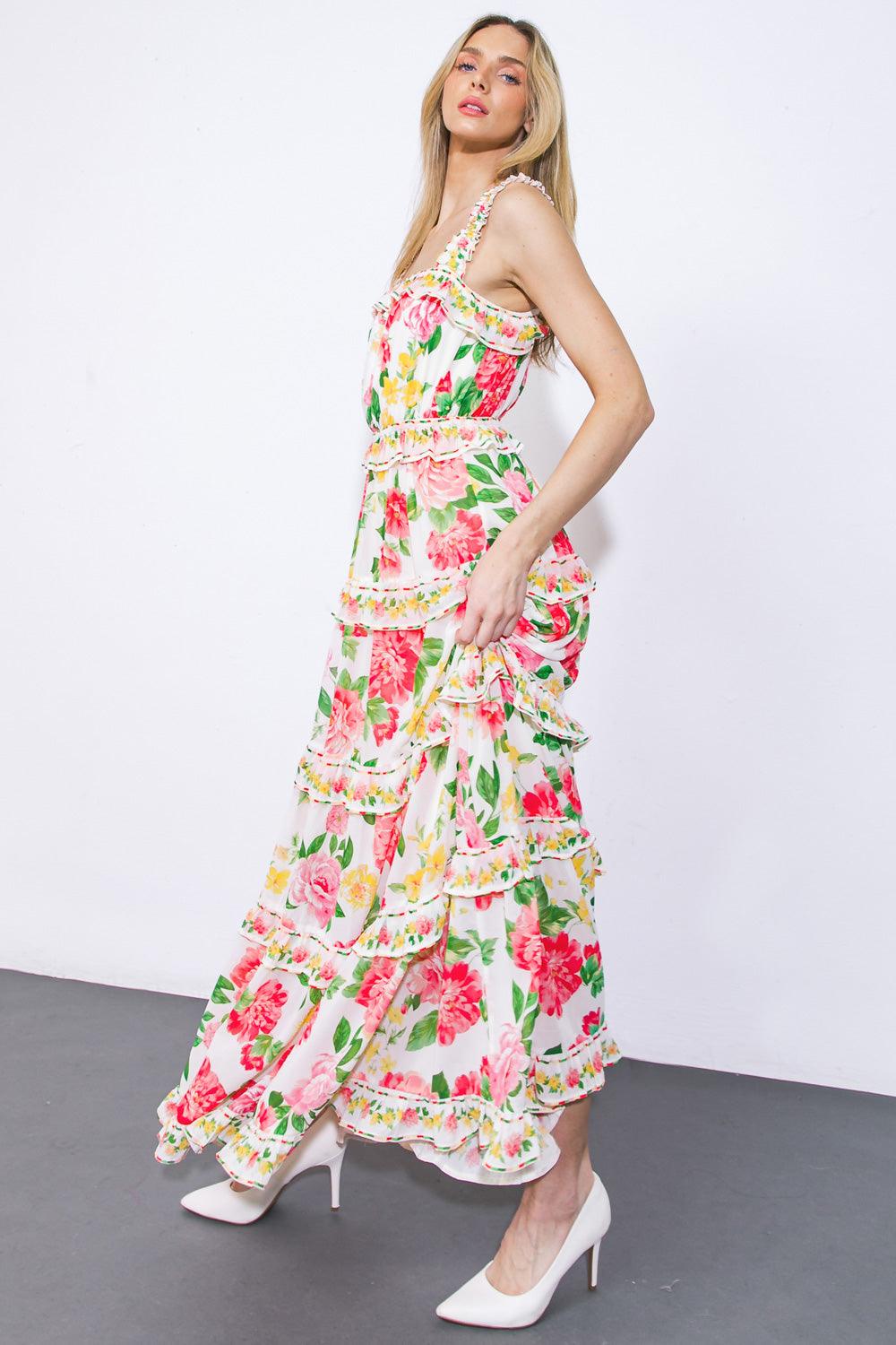 PULLING HEARTSTRINGS WOVEN MAXI DRESS