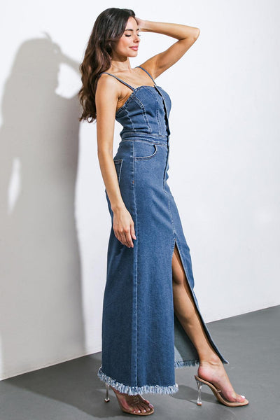 ENDLESS HORIZONS DENIM MIDI DRESS