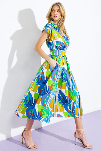 SUMMER MIRAGE WOVEN MIDI DRESS