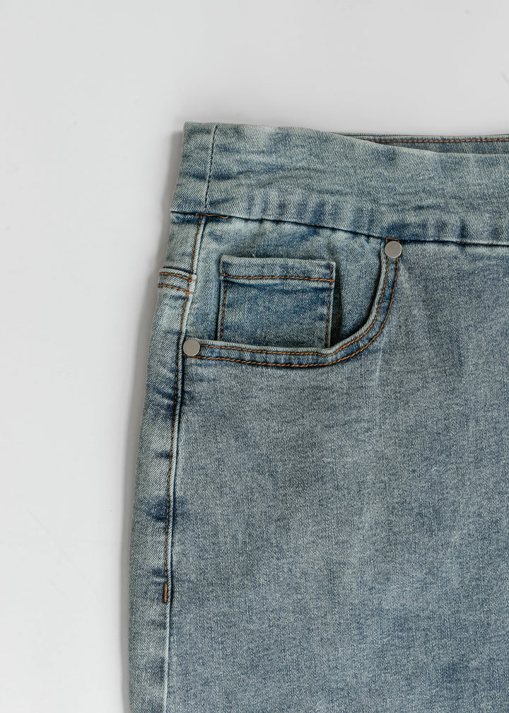 Sandra Classic Wash Midi Denim Skirt