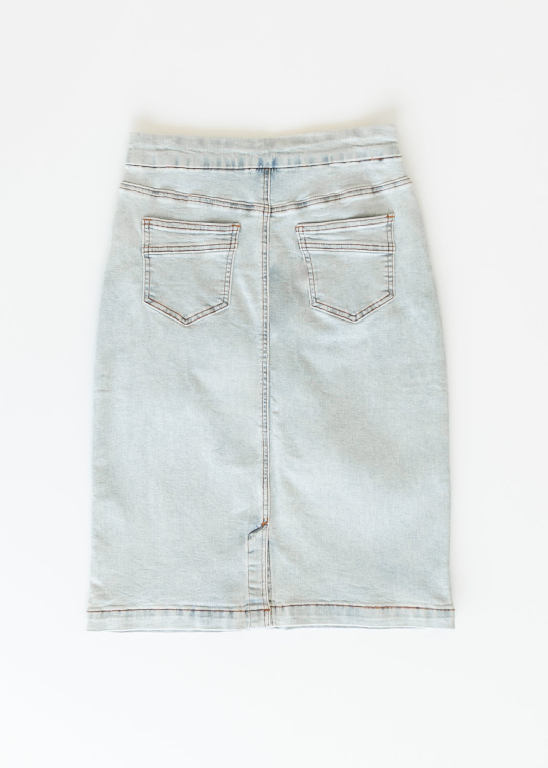 Sandra Light Wash Denim Midi Skirt