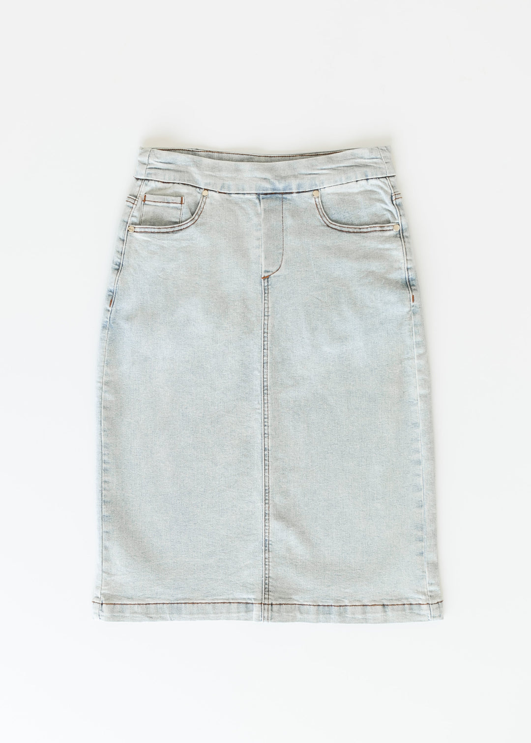 Sandra Light Wash Denim Midi Skirt