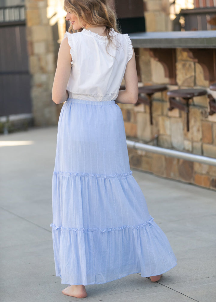Serena Light Blue Cotton Maxi Skirt