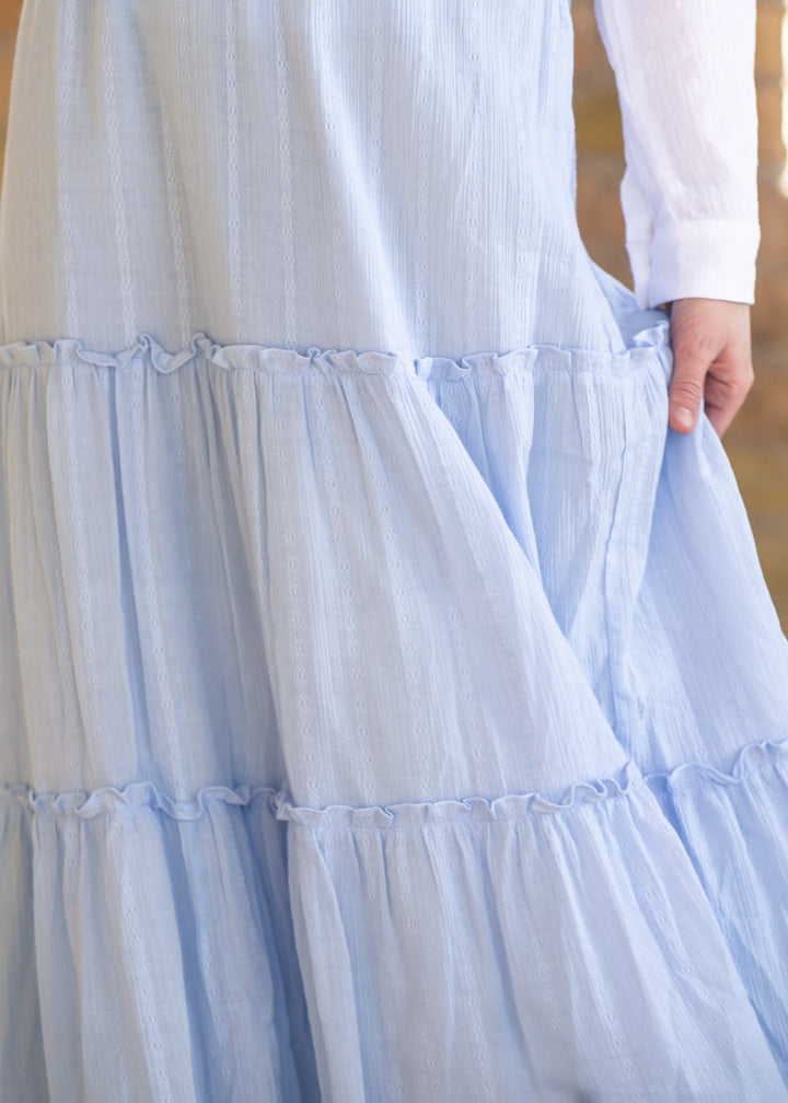 Serena Light Blue Cotton Maxi Skirt