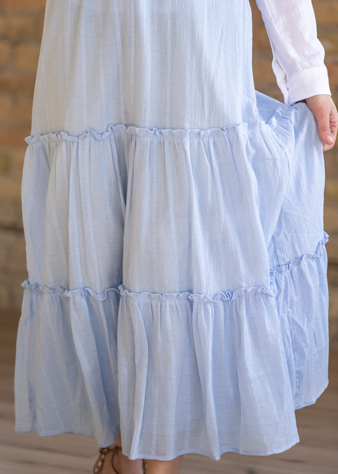 Serena Light Blue Cotton Maxi Skirt