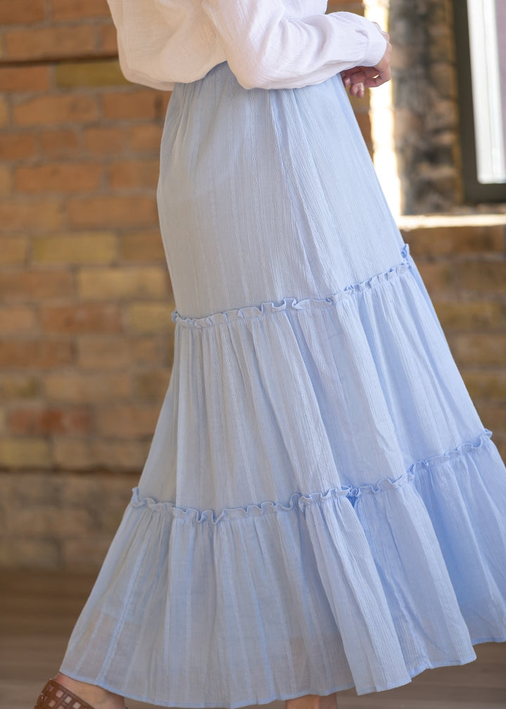Serena Light Blue Cotton Maxi Skirt
