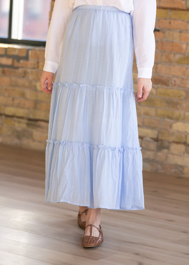 Serena Light Blue Cotton Maxi Skirt
