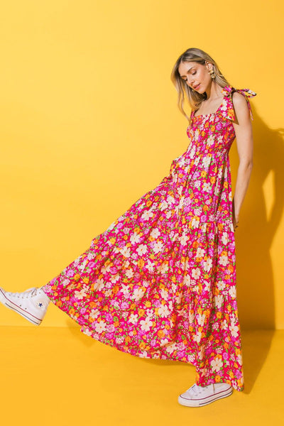 BEAUTIFUL ESSENCE FLORAL WOVEN MAXI DRESS