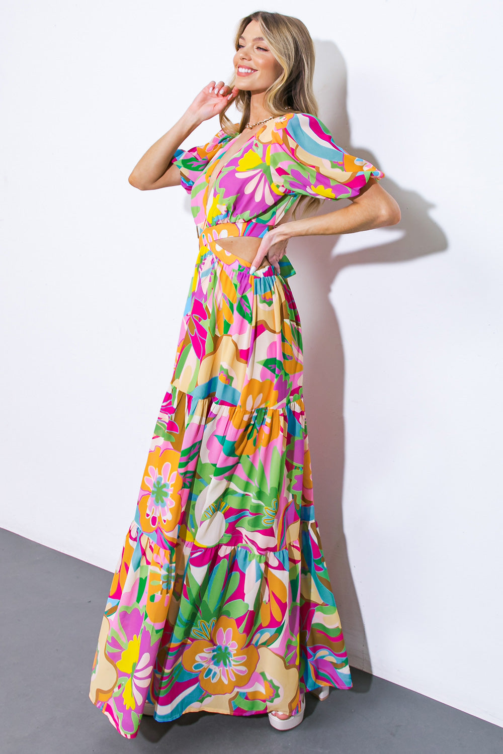 FLORAL DREAMS WOVEN MAXI DRESS