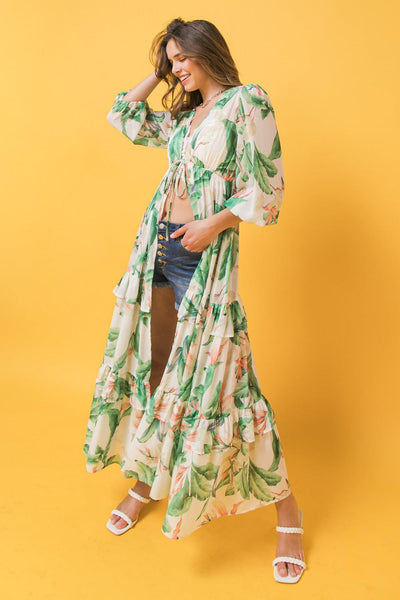 EASY DAYS FLORAL MAXI KIMONO TOP