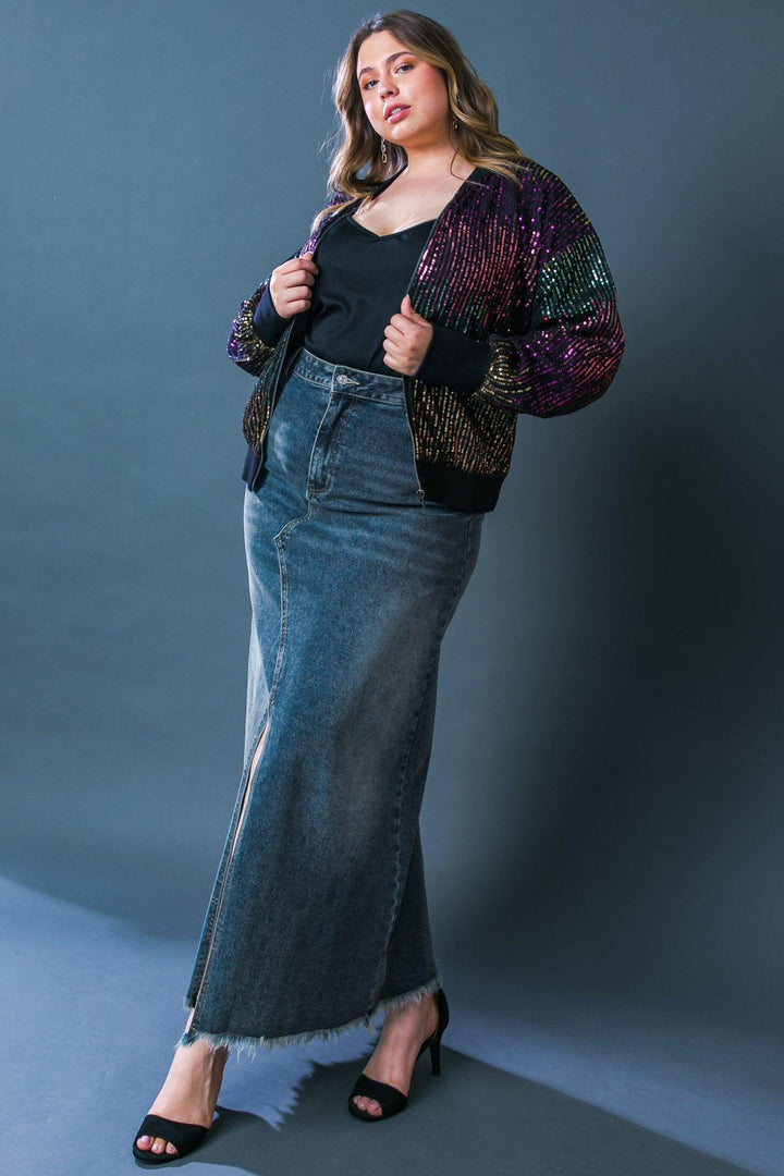 ENTERTAIN ME SEQUIN BOMBER JACKET
