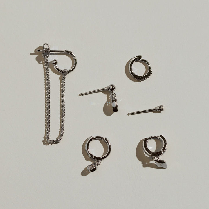 Silver Assorted Dainty Earrings Set