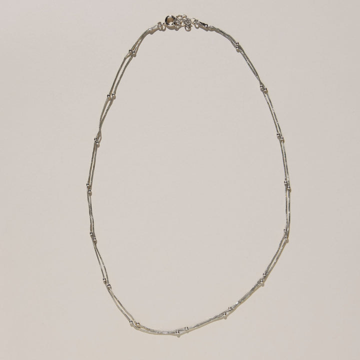 Silver Double Layer Saturn Chain Necklace