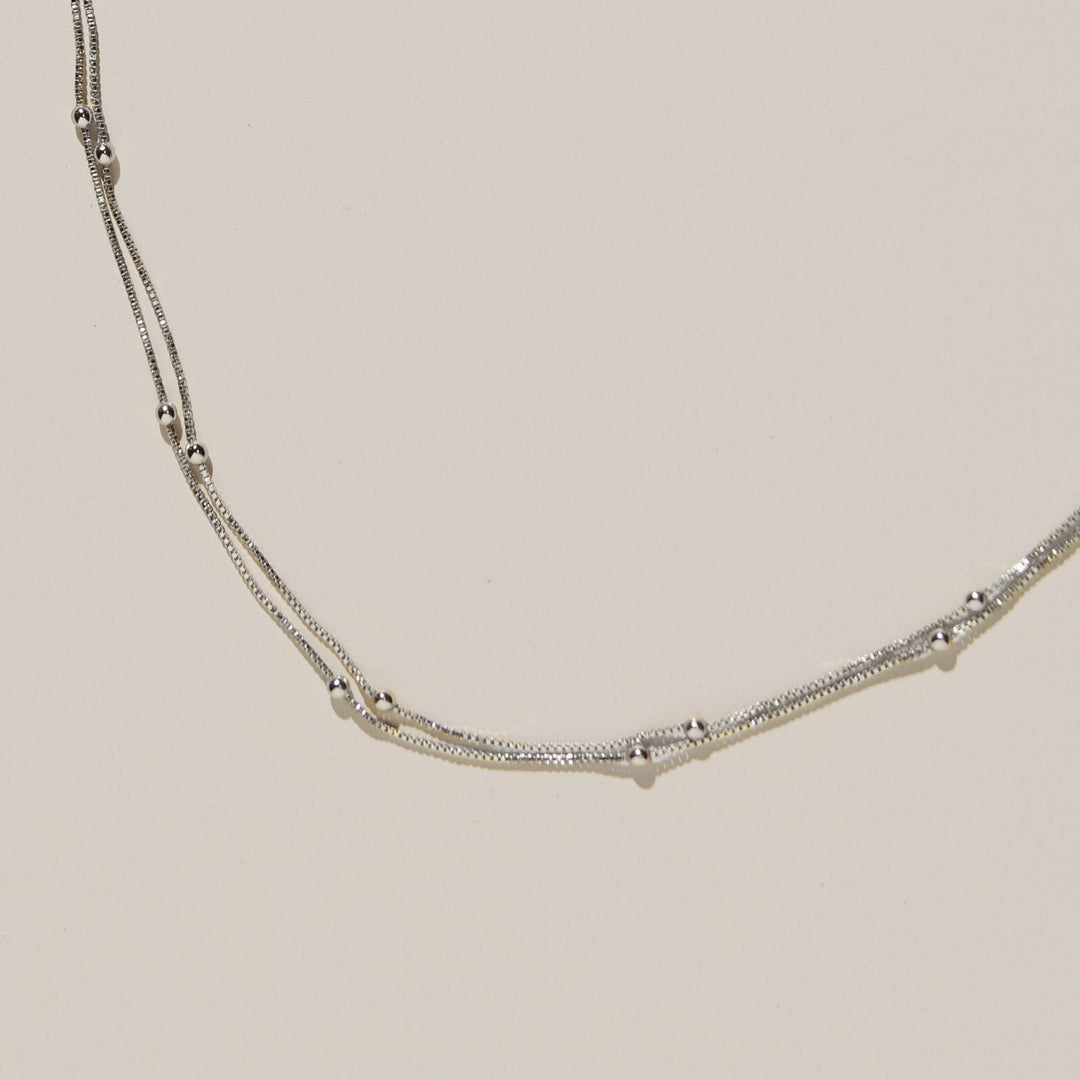 Silver Double Layer Saturn Chain Necklace