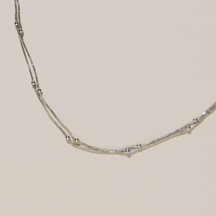 Silver Double Layer Saturn Chain Necklace