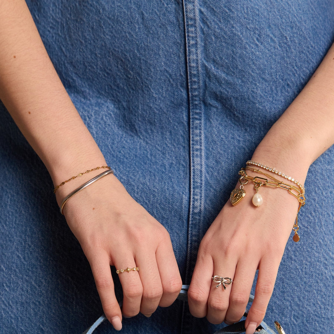 Gold Double Layer Saturn Chain Bracelet