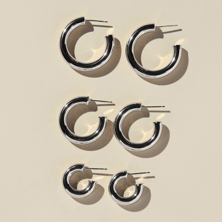 Silver Hollow Statement Hoops