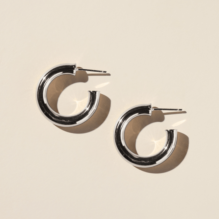 Silver Hollow Statement Hoops