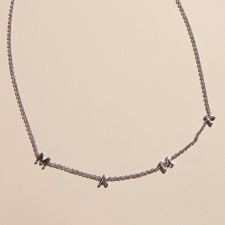 Silver MAMA Initial Necklace