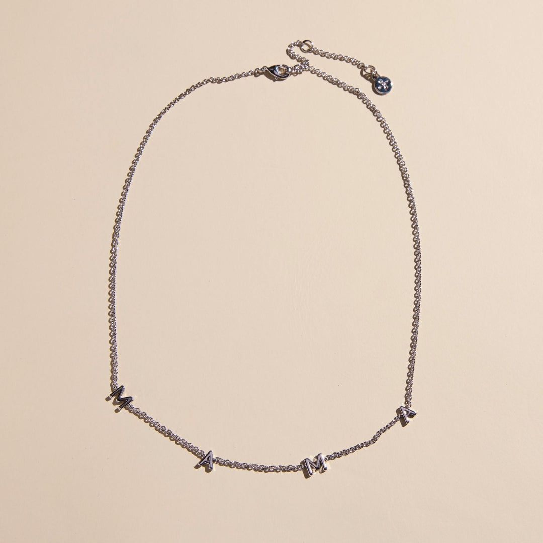 Silver MAMA Initial Necklace