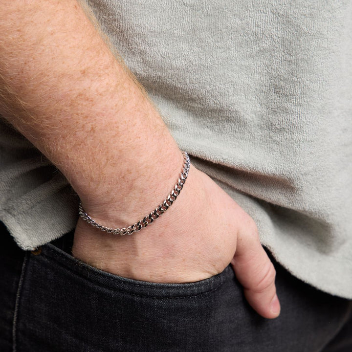 Silver Men's Curb Chain Bracelet