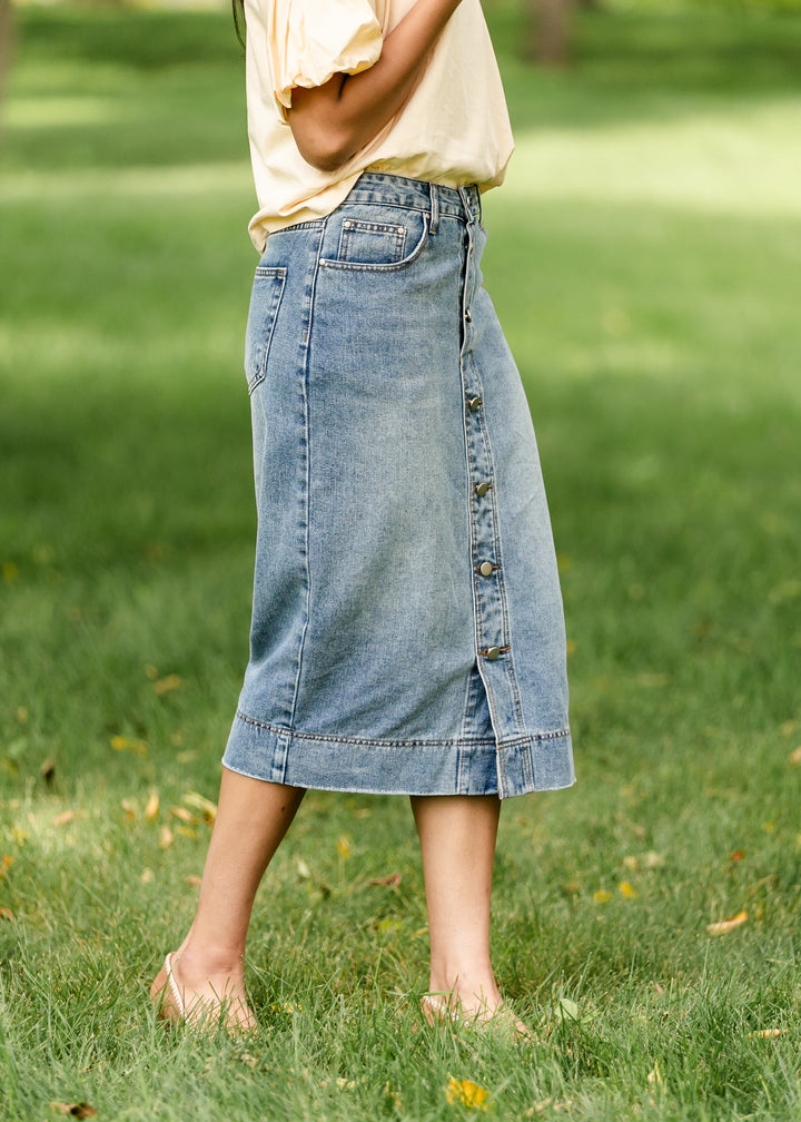 Skylar Button Front Midi Skirt