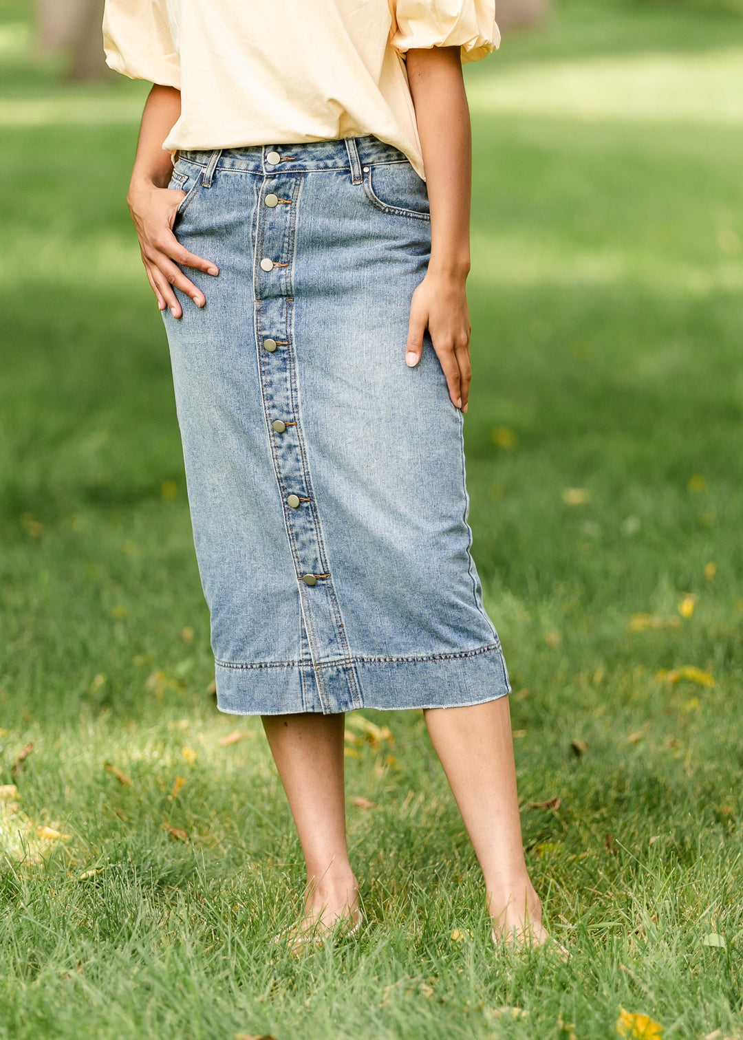 Skylar Button Front Midi Skirt