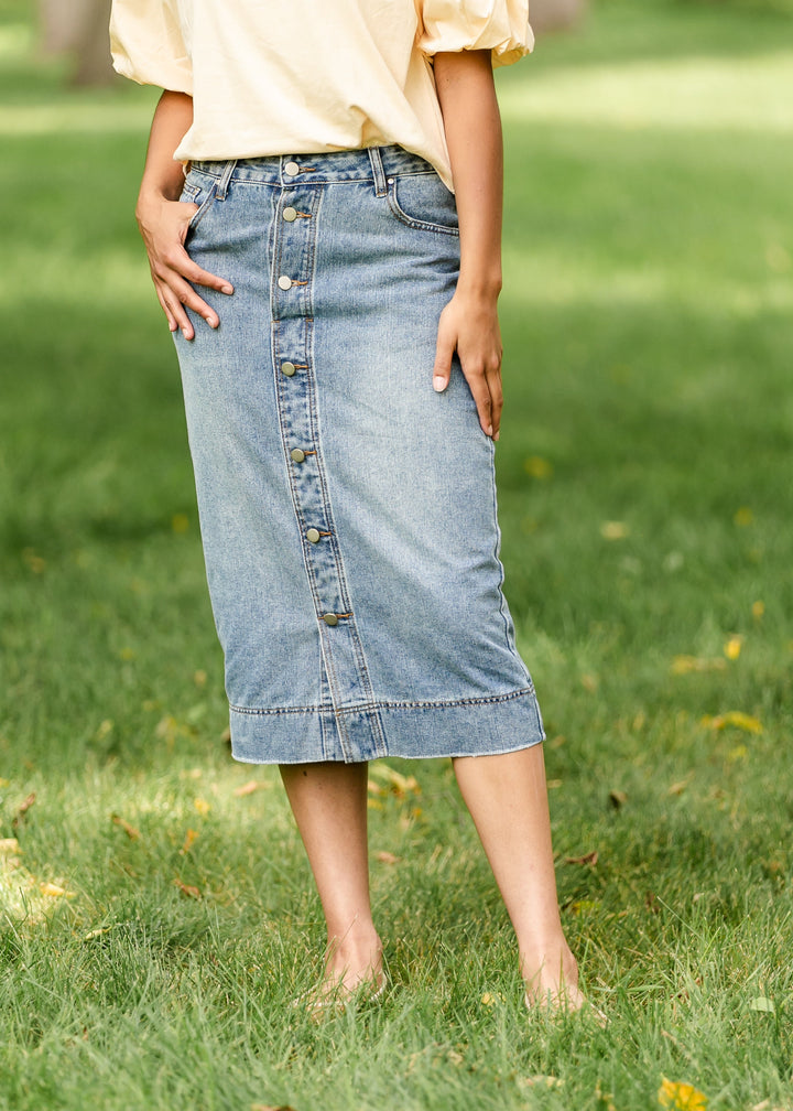 Skylar Button Front Midi Skirt