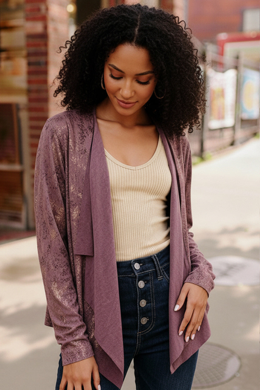 Plum Luxe Suede Cardigan