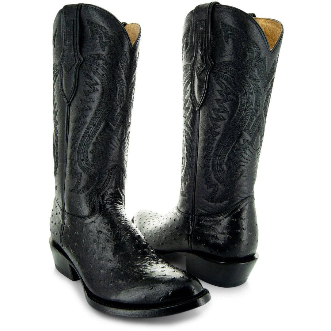 Men's Black Ostrich Print Cowboy Boots (H7002)