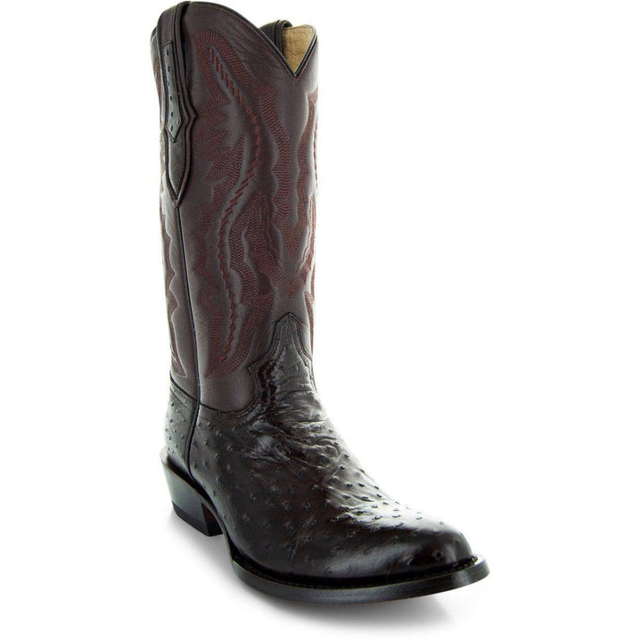 Men's  Brown Ostrich Print Cowboy Boots (H7002)