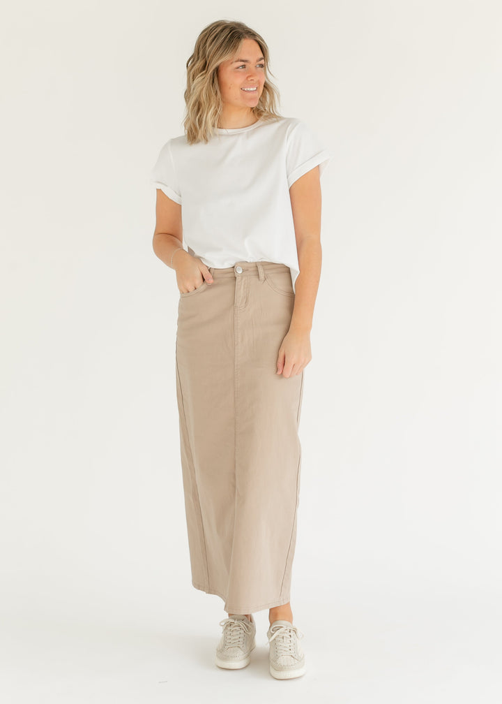 Stella Simply Taupe Denim Maxi Skirt
