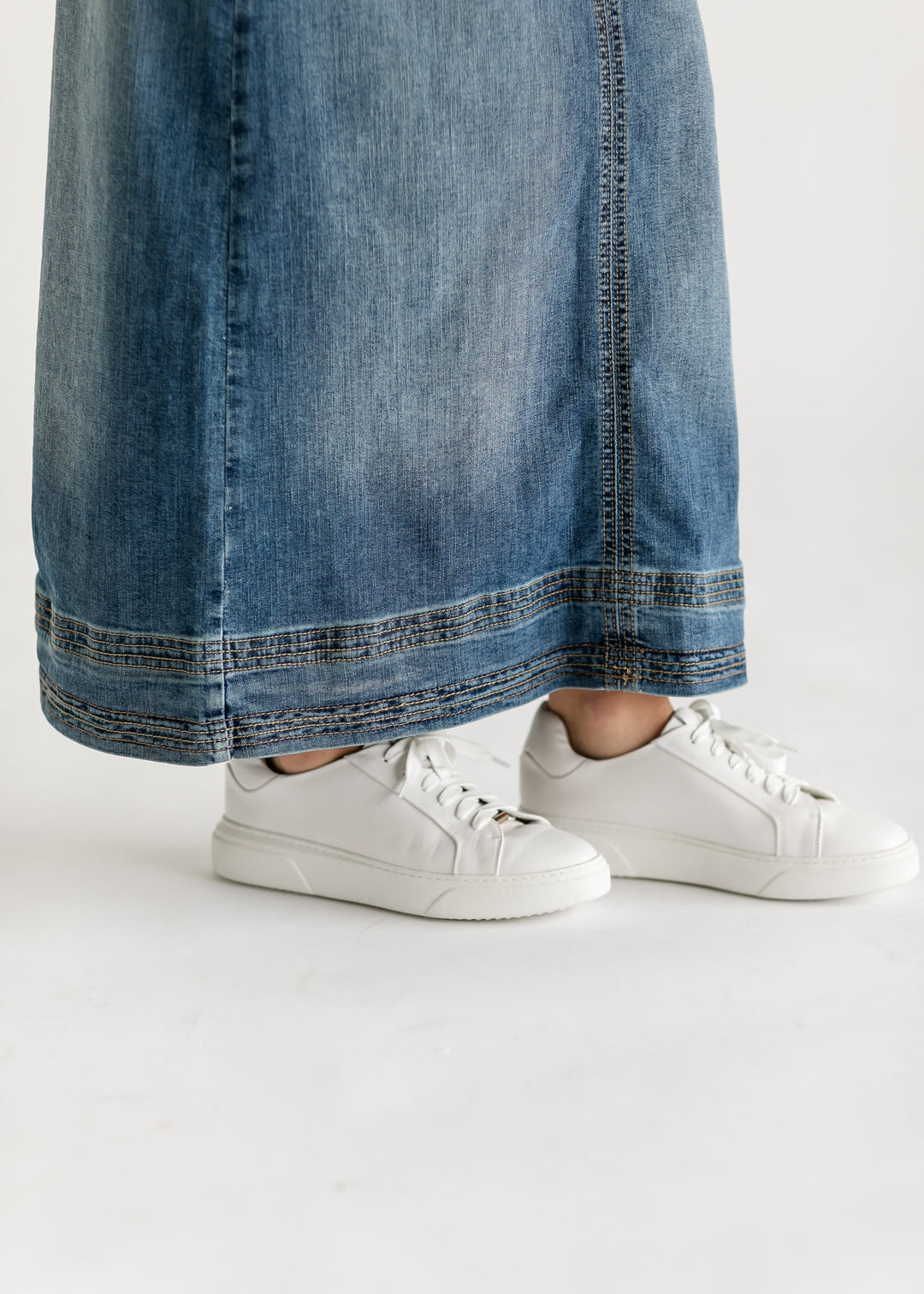Sutton Side Zip A-line Denim Maxi Skirt - FINAL SALE