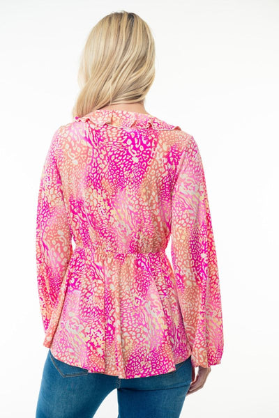 Neon Pink Animal Print Blouse - Sybaritic Bags & Clothing