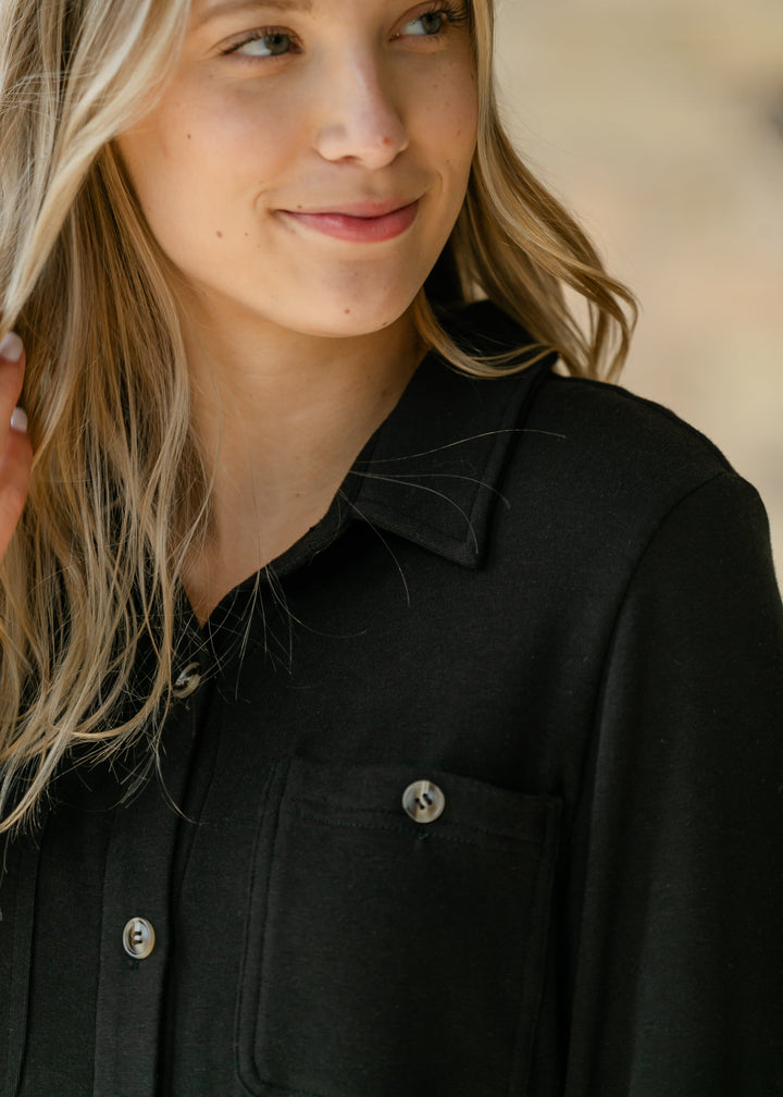 Teagan Black Ultra Soft Shirt Dress