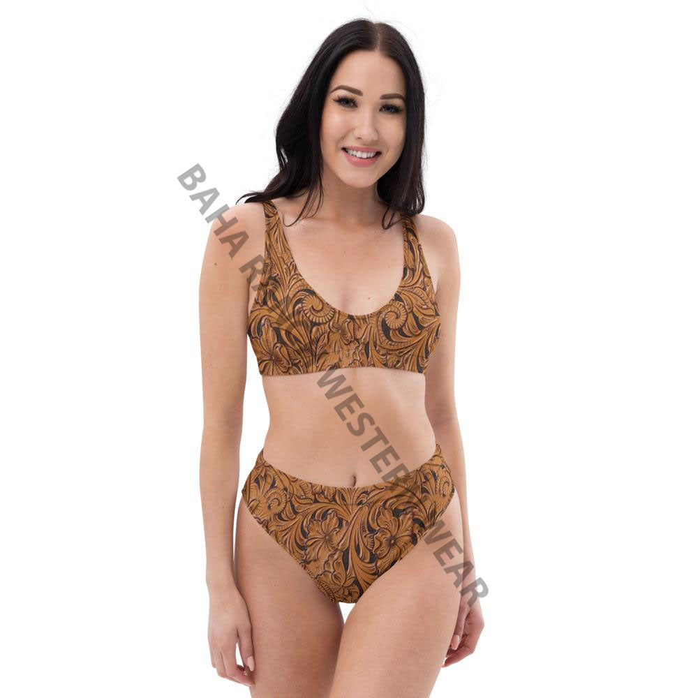 Yeehaw Tooled Leather Print Bikini