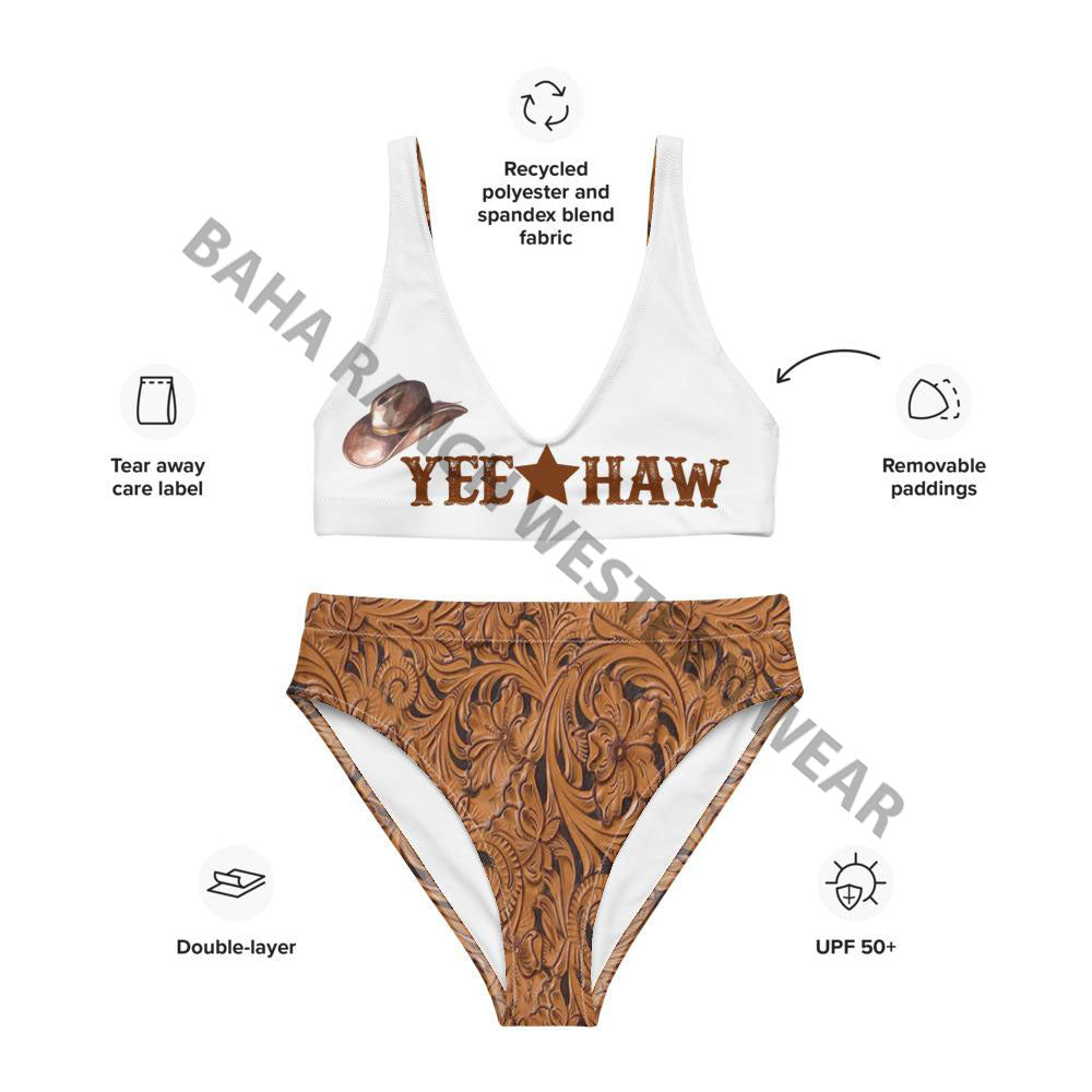 Yeehaw Tooled Leather Print Bikini