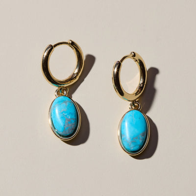 Turquoise Oval Stone Huggies