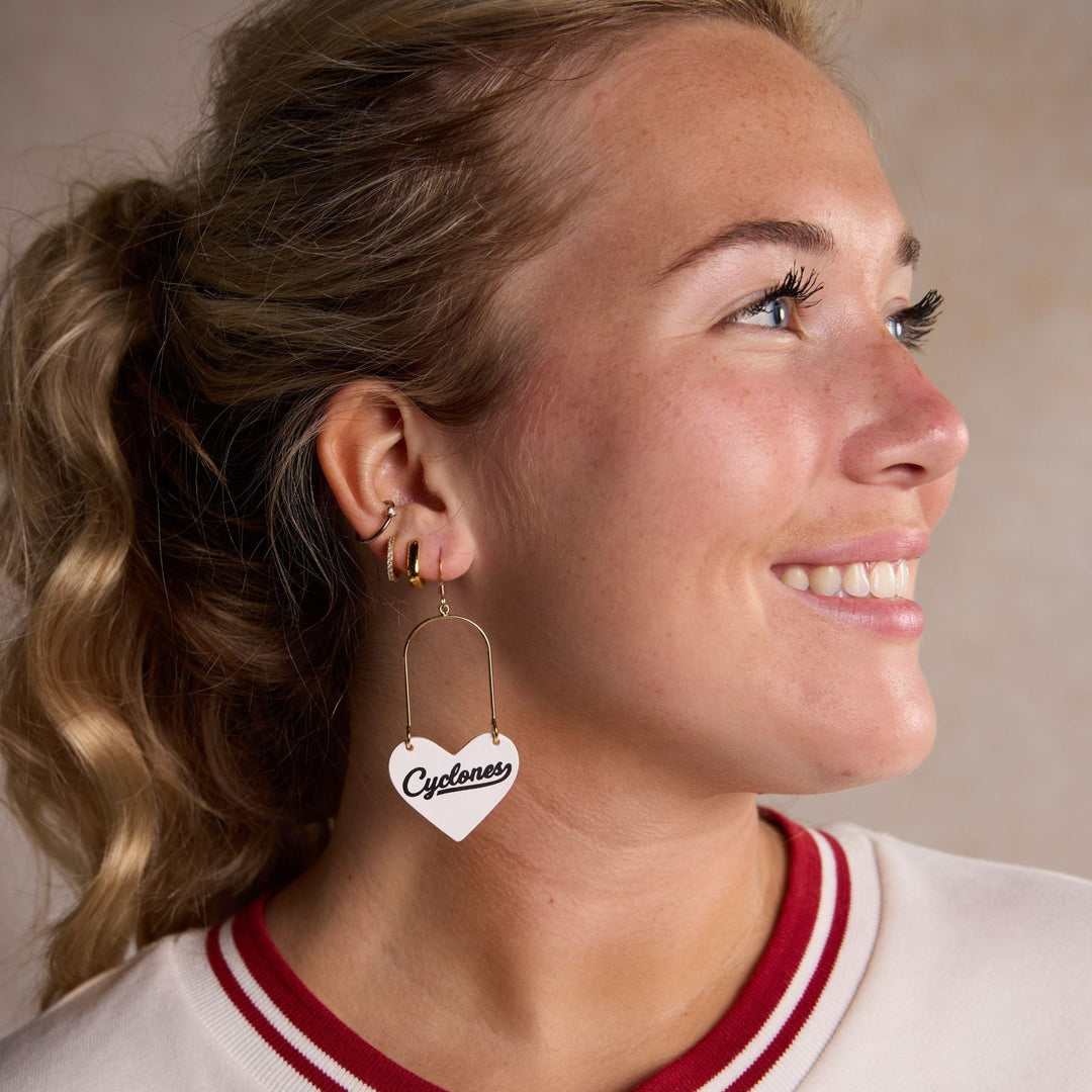 White Iowa State University Cyclones Script Heartthrobs