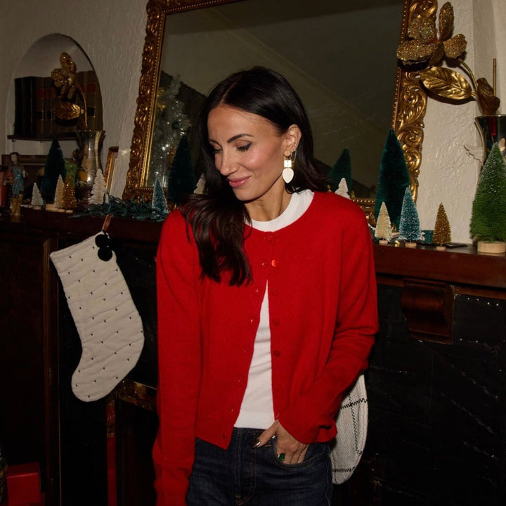 White Shimmer Holiday Lights Statement Earrings