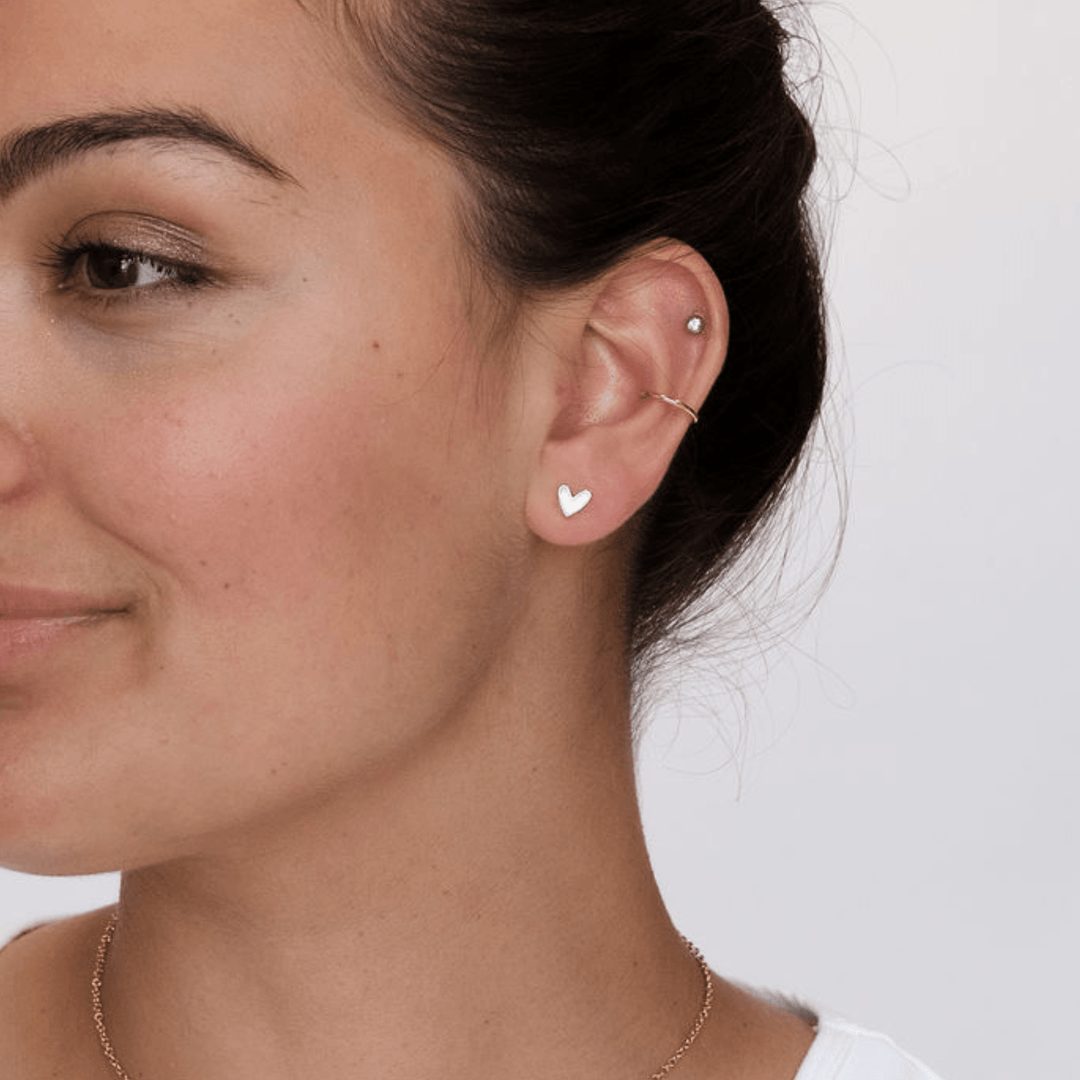 White Sweetheart Studs