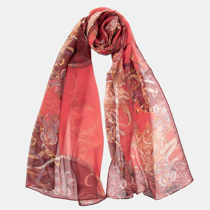 Alessandra - Long Silk Scarf - Red